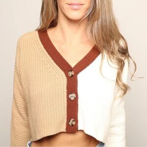 Forever 21 Tan and Cream Button-Up Cardigan